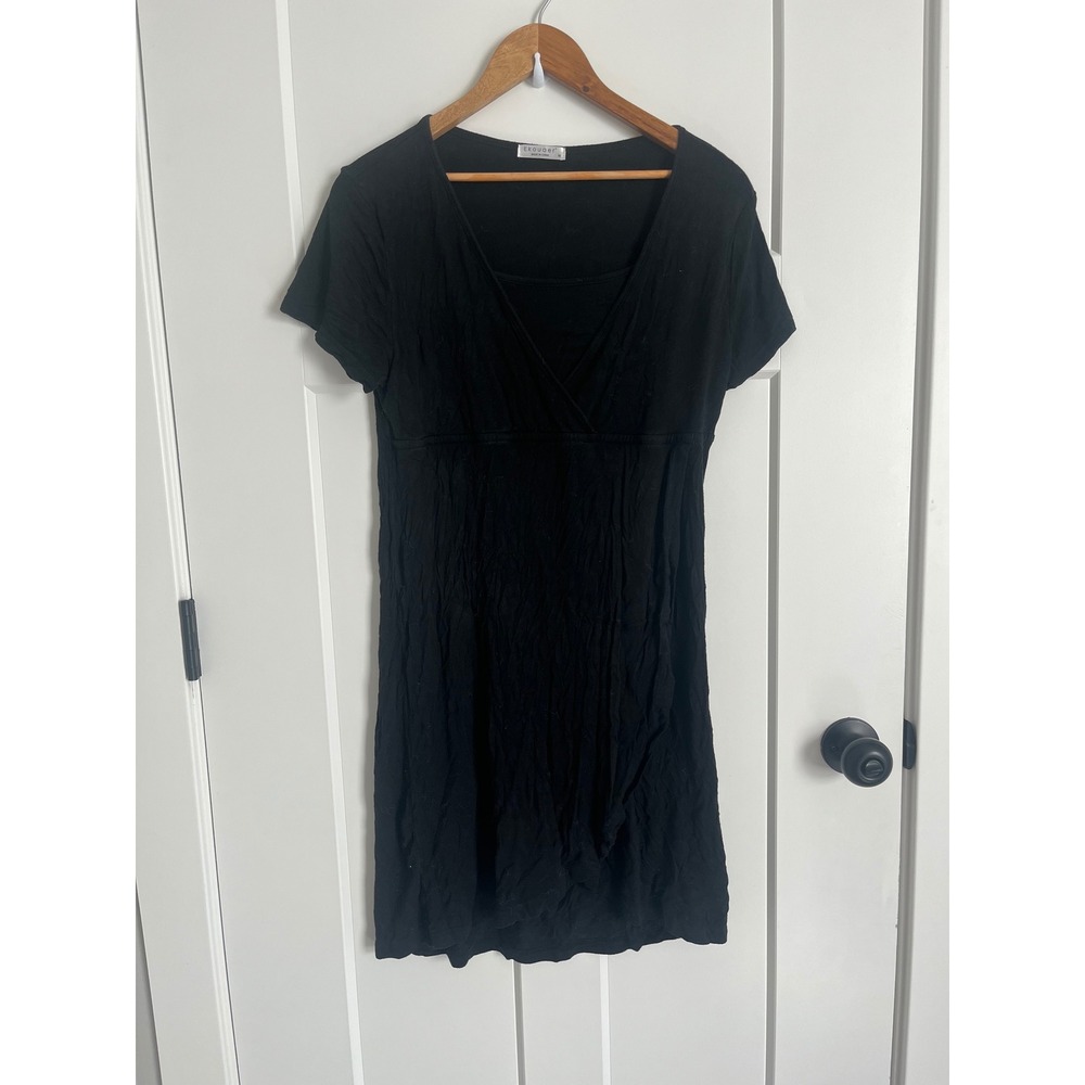 Ekouaer Womens Black Nursing Maternity Nightgown Short Sleeve Sleep Dress Size M